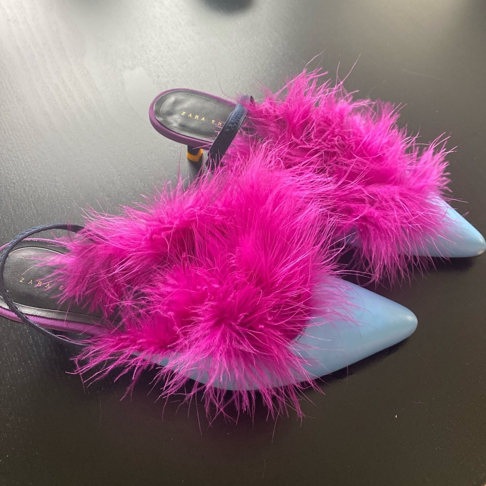 Zara trafaluc marabou heels